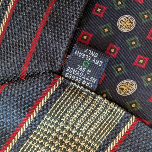 Vintage Tommy Hilfiger Blue, red and cream Striped Silk Tie - Made in USA - Picture 9 of 9